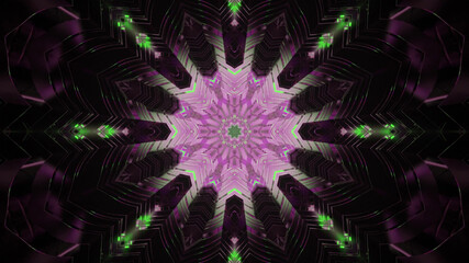 Wall Mural - 3D rendering of a dark mysterious tunnel with sharp edges and a bright pink light at the end
