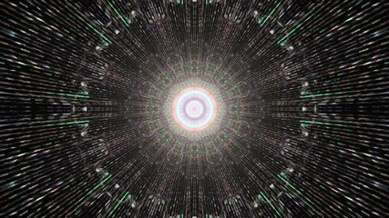Wall Mural - A 3D render of a cool abstract intergalactic tunnel with bright neon lights on the walls on a loop