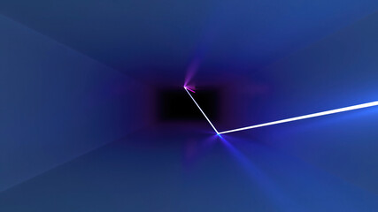 Poster - 3D illustration of blue ray of light advancing through the tunnel