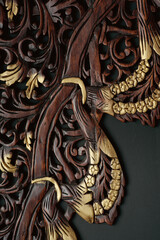 Thai pattern wood carving scene background