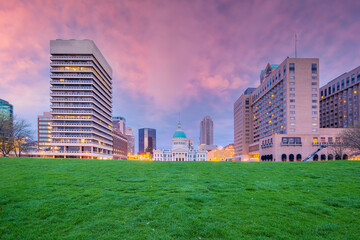 Downtown St. Louis city skyline, cityscape of Missouri in USA