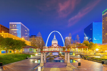 Downtown St. Louis city skyline, cityscape of Missouri in USA