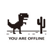 Pixel art of dinosaur icon vector describing offline error for internet