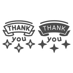 Poster - Inscription Gratitude line and solid icon, thankfullness appreciation concept, thank you text vector sign on white background, outline style icon for mobile concept and web design. Vector graphics.
