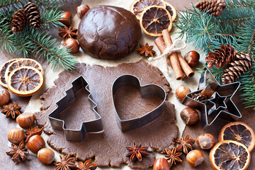 Wall Mural - Making gingerbread cookies for Christmas