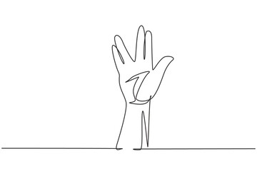 Poster - Single continuous line drawing hands icons and symbols. Emoji hand icons in internet platform chat. Communication with hand gestures. Nonverbal signs. One line draw graphic design vector illustration