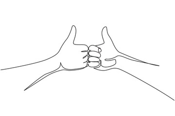 Poster - Continuous one line drawing hand showing thumbs up gesture. Agreement sign or symbol. Approval of collaboration. Successful business sign concept. Single line draw design vector graphic illustration