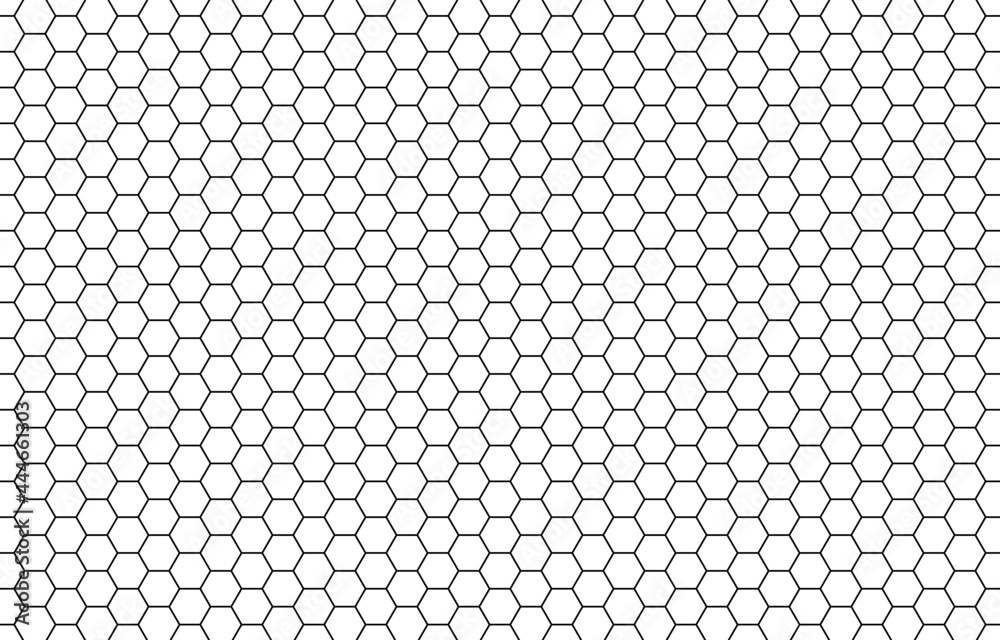 Honey hexagon bee hive honeycomb pattern seamless black and white ...