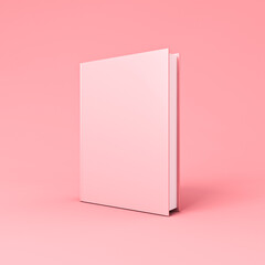 Wall Mural - Blank vertical pink book cover template isolated on pink pastel color background with shadows minimal concept 3D rendering