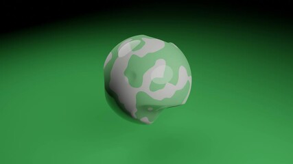 Wall Mural - on a green background, abstract fluid morphing 3d object shape. animated figure with creative 3d ren