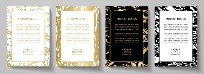 Wall Mural - Modern black and gold frame design set (collection). Premium vector layout background with luxury pattern for certificate, business catalog, brochure template, menu