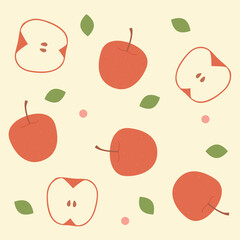 Wall Mural - Background design with simple apples randomly arranged. Simple pattern design template.