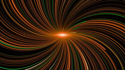 Poster - Spiral of colored and luminous lines. Animation. Curved lines radiate and pulsate from luminous center. Spiral of thin colored lines with luminous pulsations