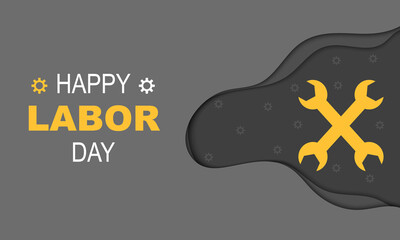 Wall Mural - Happy Labor Day Wrench Gear In Paper Style