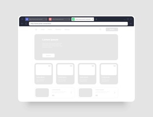 Poster - Web browser concept. Wireframes screens. Web window screen mockup.