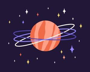 Wall Mural - abstract planet globe with rings and red surface in outer space. alien world with cosmic sphere and 