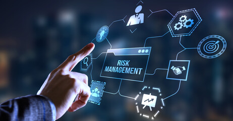internet, business, technology and network concept. risk management and assessment for business inve
