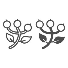 Poster - Cranberries line and solid icon, fruits and berries concept, foxberry mossberry vector sign on white background, outline style icon for mobile concept and web design. Vector graphics.
