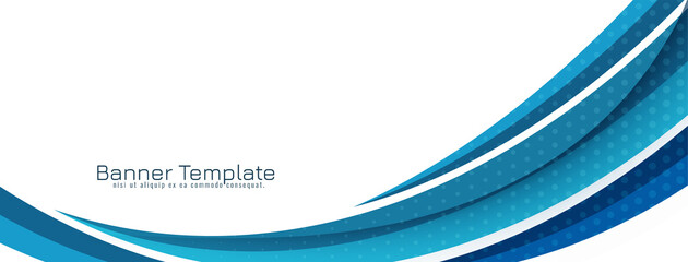 Modern decorative blue wave style design banner template