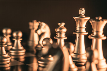 Poster - Chess pieces on a chessboard