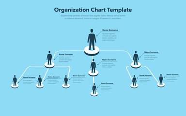 Poster - Company organization chart template with place for your content - blue version. Easy to use for your website or presentation.