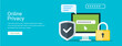 © Abdulloh - Online privacy vector illustration banner concept in flat style. Suitable for web banners, social media, postcard, presentation and many more.