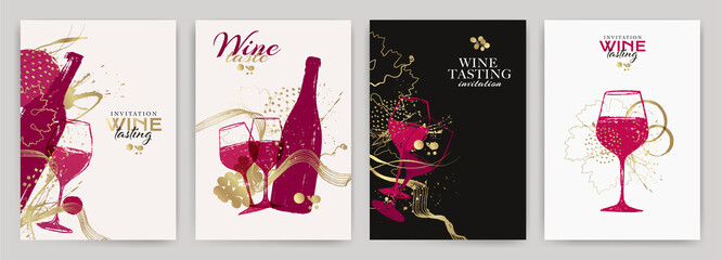 168 / 5000.Resultats de traducció.set of wine designs with illustration of wine glass and ornamental shapes