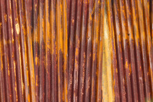 Close Up Of Rusty Corrugated Iron Metal Roofing Sheets