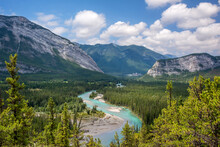 Aerial View Of Bow River Valley, Banff National Park, Alberta, Canada