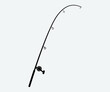 Fishing rod Printable Vector Illustration. Bass fish with rod club emblem. Fishing theme vector illustration. Fishing Clipart, Fishing rod Symbol, icon