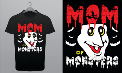 Wall Mural - Mom of Monsters  Halloween T-Shirt Design Template, Branding T-Shirt Royalty Free Halloween Design Vector Tess.