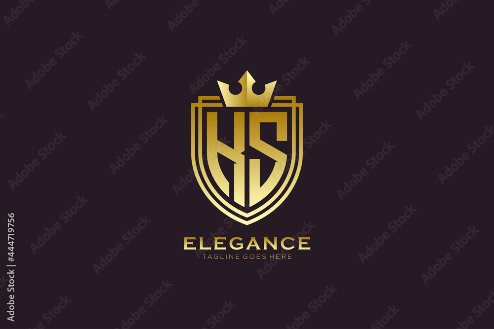 initial KS elegant luxury monogram logo or badge template with scrolls ...
