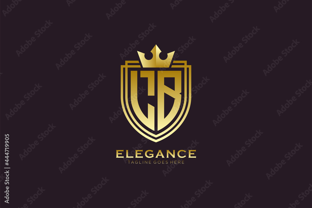 initial LB elegant luxury monogram logo or badge template with scrolls ...