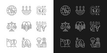 Water Resources Lacking Linear Icons Set For Dark And Light Mode. Water Scarcity. Disappearing Wetlands. Customizable Thin Line Symbols. Isolated Vector Outline Illustrations. Editable Stroke