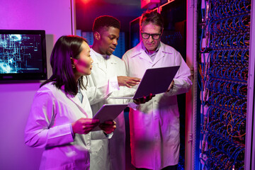 Poster - Network Server Technicians Discussing Internet Connection