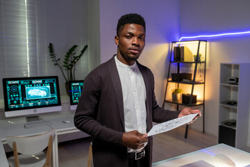 Poster - Portrait of Serious Young Engineer
