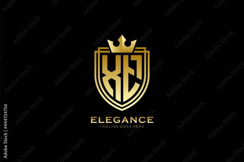initial XT elegant luxury monogram logo or badge template with scrolls ...