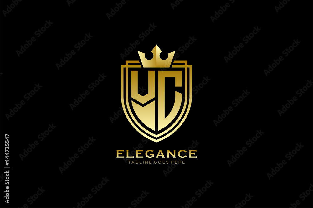 initial VC elegant luxury monogram logo or badge template with scrolls ...