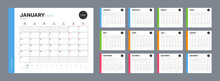 Calendar Template For 2022 Year. Annual Diary Planner Schedule In Minimal Design. Corporate Calendar, Business Planner. 2022 Calendar For Events. Holiday Diary Template. Week Starts On Monday. Vector
