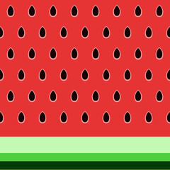 Poster - Pink watermelon wallpaper. Vector simple repeated sample. Watermelon bones, rind and pulp.
