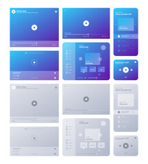 Poster - Web player interface. Video tube music radio platform ui template sound records digital interface garish vector pictures set with place for text clean light theme