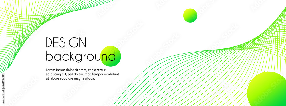 Vector abstract long banner with green wavy lines. Minimal trendy background for facebook cover, web header design - obrazy, fototapety, plakaty 