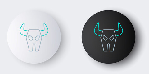 Poster - Line Buffalo skull icon isolated on grey background. Colorful outline concept. Vector