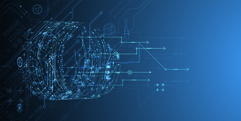 Abstract background on technological and scientific topics. Various techno details. Vector.