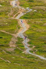 Wall Mural - people walking the stairs on a mountain side