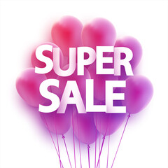 Wall Mural - Pink balloons with super sale sign.