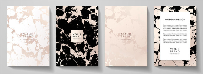 Wall Mural - modern cover, frame design set. creative fashionable background with abstract marble pattern. elegan