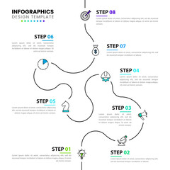 Infographic design template. Timeline concept with 8 steps