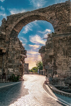 Ruins Of Ancient City In Side Antalya - Old Gates To Antique Theater