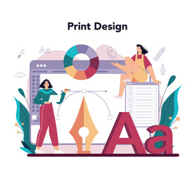 Poster - graphic designer concept. digital artist creating brand design